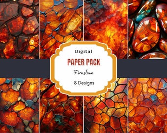 Papier numérique Firestone Gem | Pierre d'agate | Cristaux Pierres précieuses | Papier de scrapbooking imprimable | Géode de fond | Journal indésirable