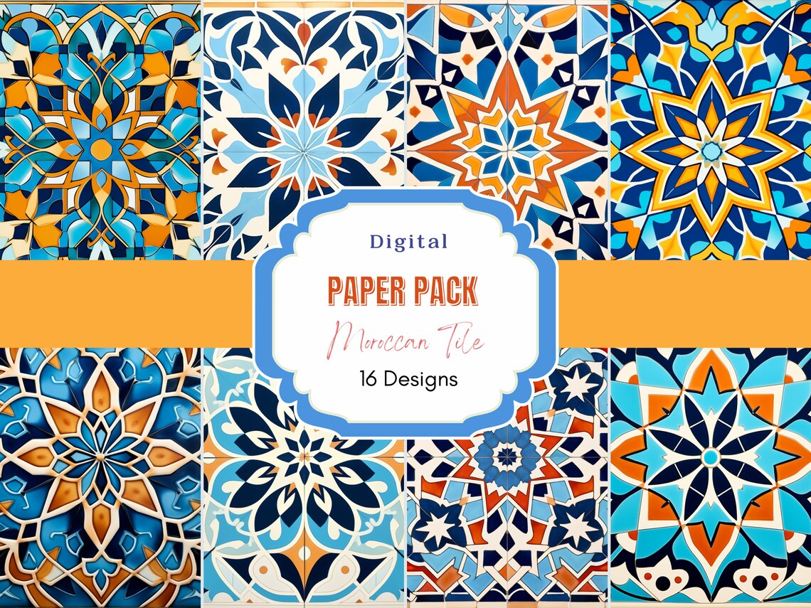 Moroccan Tile Digital Paper Pack | Commercial Use | Moroccan Pattern ...