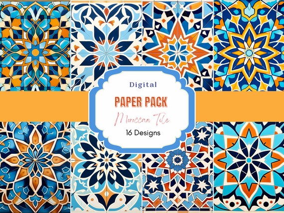 Digital Paper Pack Moroccan Moroccan Terracotta Tiles Paper Backdrop