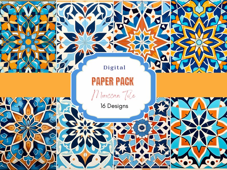 Moroccan Tile Digital Paper Pack Commercial Use Moroccan Pattern ...