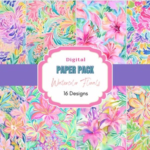 Watercolor Floral Digital Paper Pack | Digital Paper Pack |  Commercial Use | Scrapbooking papers | digital papers | floral patterns