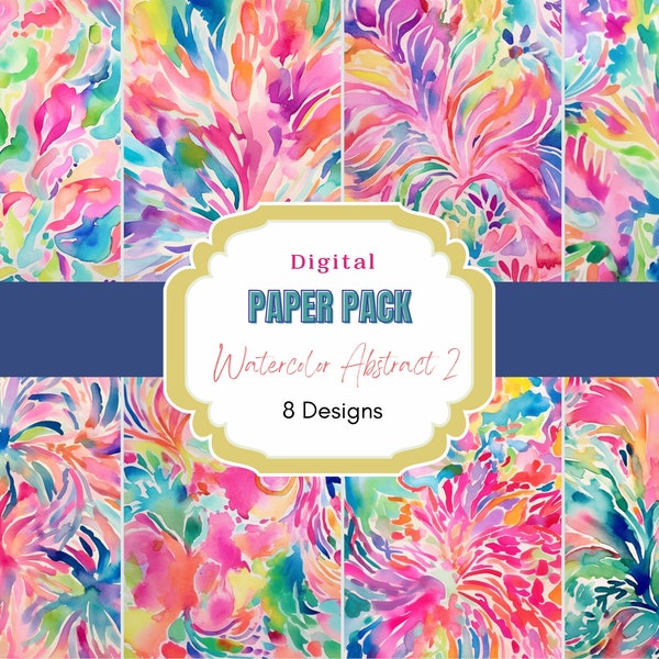 Watercolor Abstract Digital Paper Pack |  Abstract backgrounds | pattern background | commercial use | paper |  Watercolor Background