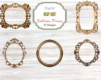 Victorian Frame Clip Art| Wedding Graphics  Frame Clip Art | Graphic Design Resources | Gothic Baroque Frames Clipart| Vintage Vector Frame