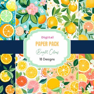 Zitrus Digitales Papier | Kommerzielle Nutzung | Zitronen-Druck | Zitronen | Sommer | Preppy Druck | Zitrus Muster | Scrapbook Papier | Junk Journal