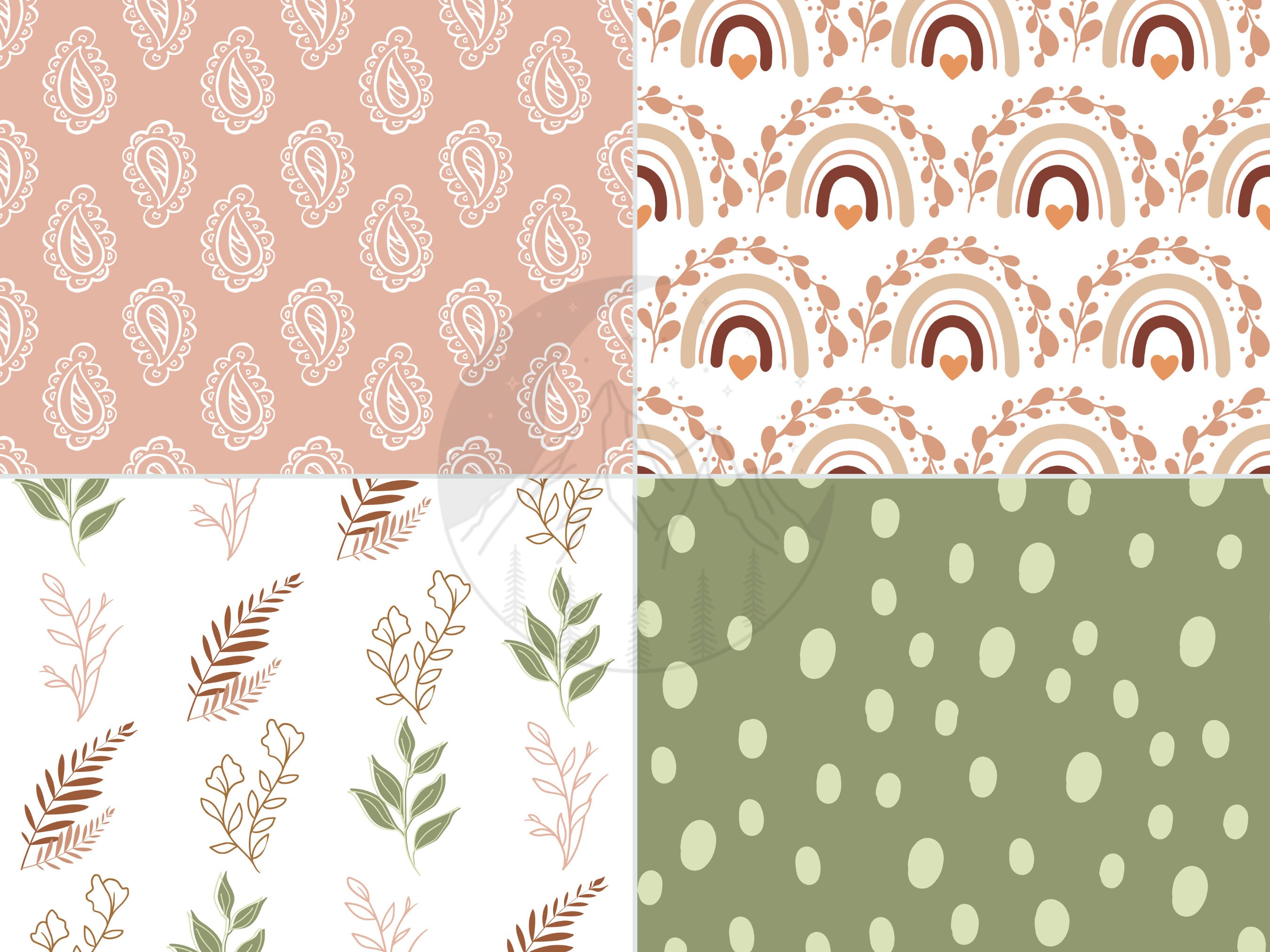Boho Digital Paper Pack: Seamless Scrapbook Patterns (12x12, 300 Dpi ...
