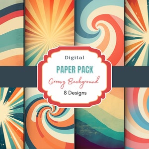 Paquete de papel con fondo de patrón elegante / Papel digital retro / Patrones retro elegantes / Diario basura / Páginas de scrapbooking / Fondo boho