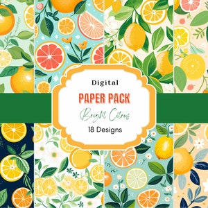 Zitrus Digitales Papier | Kommerzielle Nutzung | Zitronen-Druck | Zitronen | Sommer | Preppy Druck | Zitrus Muster | Scrapbook Papier | Junk Journal