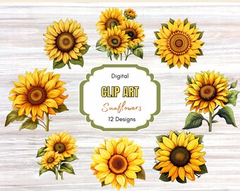 Sunflower Clipart | Watercolor Bouquets | Instant Download | Commercial Use | Floral Clipart | Boho Flowers | Flower Clipart | Autumn Flower