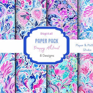 Papel digital abstracto preppy / Descarga instantánea / Papel digital / Patrones preppy / Patrón abstracto / Fondo digital / Lily Pulitzer