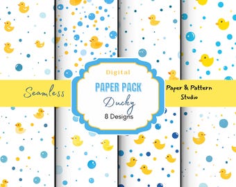 Ducky Seamless Pattern, Adorable Digital Paper,  Perfect for Baby Showers and Crafts, Bubble Print, Duck Pattern