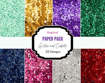 Glitter and Confetti Digital Paper | Digital Download | Digital Sparkly Glitter | Scrapbooking Paper Download | Pattern Background Craft