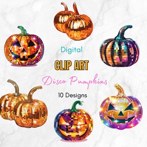 Disco Pumpkins Clipart | Jack-o-lantern Clipart | Disco Clipart | Retro design | Groovy Disco Pattern | Scrapbooking Clipart | Junk Journal
