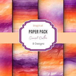 Sonnenuntergang Ombre Hintergrund | Orange Töne Digitaler Hintergrund | Sonnenuntergang Tapete | Ombre Papier | Digitaler Download | Scrapbookpapier
