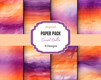 Sfondo Ombre tramonto / Sfumature di sfondo digitale arancione / Sfondo tramonto / Carta Ombre / Download digitale / Carta Scrapbooking