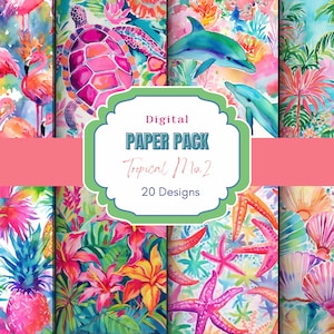 Tropisches Mix Digitales Papier | tropische Blumen | digitales Papier| unter dem Meer| Hawaiianische | Tropische Tapete | bunten Hintergrund| Papier