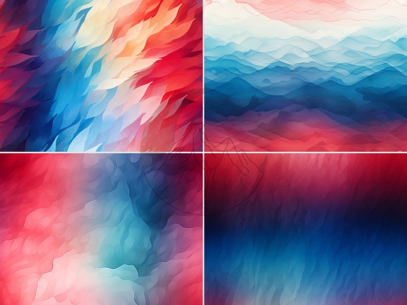 Red and Blue Ombre Digital Paper colorful Ombre Gradients red Digital Paper Digital Scrapbook