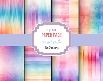 Pastel Ombre Digital Paper | Vivid Colors | Ombre Gradient | Digital Download | Abstract Textures | Canvas Texture | Digital Backgrounds