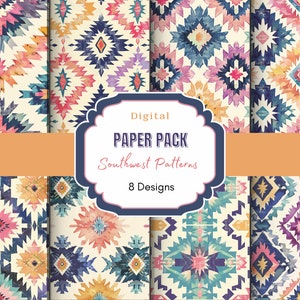 Papel digital com padrão sem emendas do sudoeste | Comercial Ok | Fundo tribal | Papel de parede Boho | Download digital | Impressão asteca