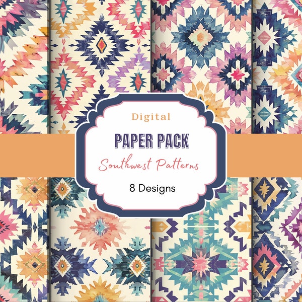 Southwest Seamless Pattern Digital Paper | Commercial Ok | Tribal Background | Bohemian Wallpaper | Digital Download | Aztec Print