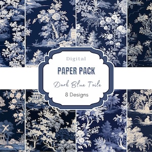 Toile française bleu foncé | Chinoiseries | Invitations de mariage | Papier bleu marine | Toile de Jouy | Damas | damassé bleue | Journal indésirable