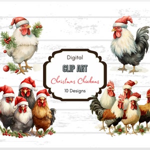 Clipart poulet de Noël | Éleveur de poulets | Imprimable au format png | Joyeux Noël PNG | poulet png | Clipart sublimation | Chemise Svg