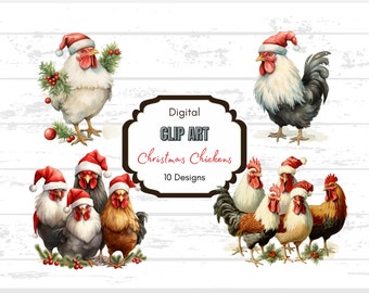 Christmas Chicken Clipart | Chickens Farmer | Printable Png | Merry Christmas Png | Chicken Png | Sublimation Clipart | Shirt Svg
