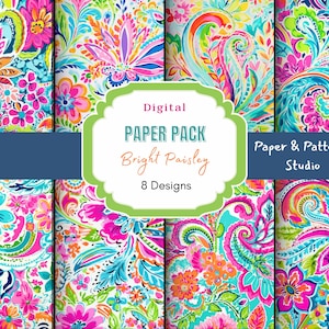 Jasny papier cyfrowy Paisley | Wzór Paisley | Zastosowanie komercyjne | Wzór Preppy | Abstrakcyjny Paisley | Papier do scrapbookingu | Zastosowanie komercyjne