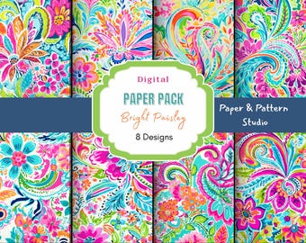 Bright Paisley Digital Paper | Paisley Pattern | Commercial Use | Preppy Pattern | Abstract Paisley | Scrapbook Paper | Commercial Use