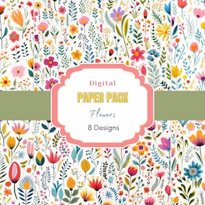 Flowers Digital Paper | Wild Flowers | Floral Pattern | Printable Paper Set | Flower Pattern | flower junk journal| Floral Background