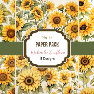 Sunflower Digital Paper | Sunflower Clipart | Scrapbook Paper | Junk Journals |  Sunflowers Patterns | Floral Paper | Commercial Use