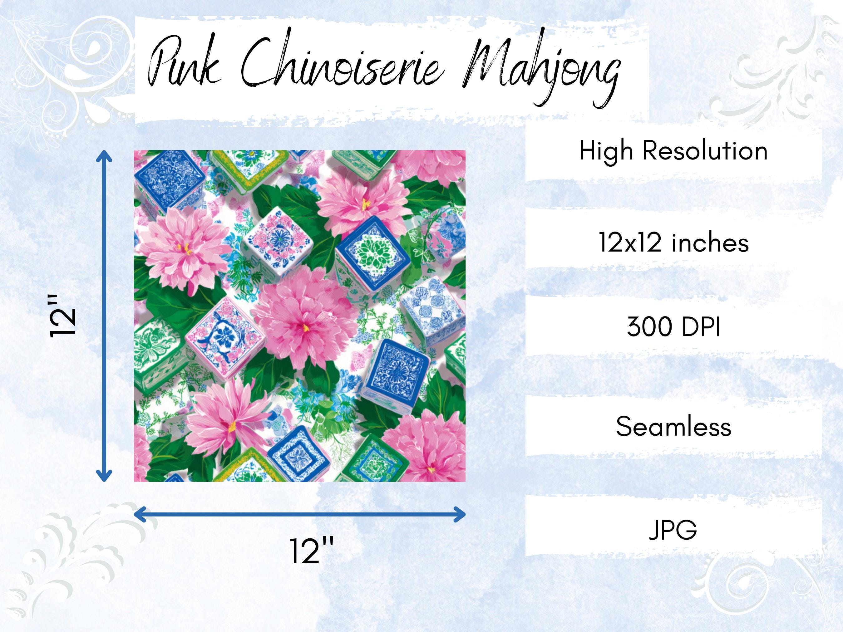 Mahjong Pattern Paper Mahjong Digital Paper Pack | Pink Chinoiserie Seamless Patterns ...