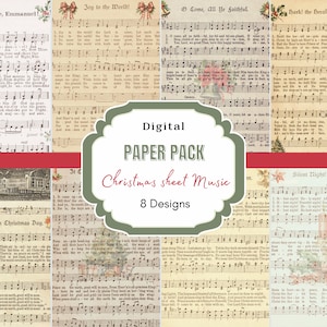 Papel digital de partituras de Navidad / Uso comercial / Partituras / Arte de pared / Descarga instantánea / Papel de álbum de recortes / Papel imprimible