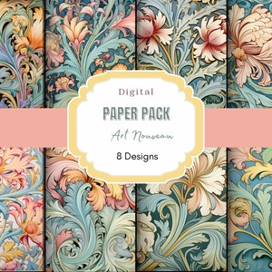 Art Nouveau digitaal papier | Ongewenste krant | Vintage kunst | Vintage clipart | Digitale download | Scrapbookpapier | Art Nouveau-patronen