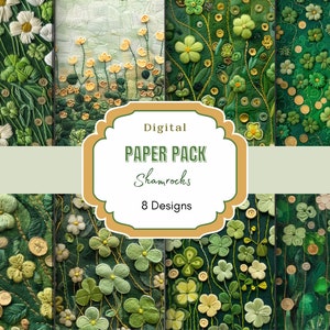 Filz Kleeblatt Digitales Papier | St. Patricks Day | Irisches Digital Muster | Vierblättriges Kleeblatt | St Patricks Day Digitales Papier