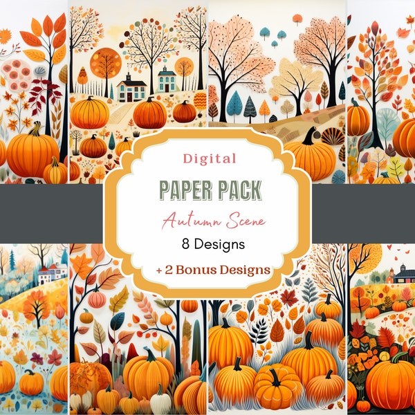 Autumn Digital Paper | Fall Clipart | Digital Background | Autumn Pattern | Thanksgiving Paper | Digital Download | Autumn Scene