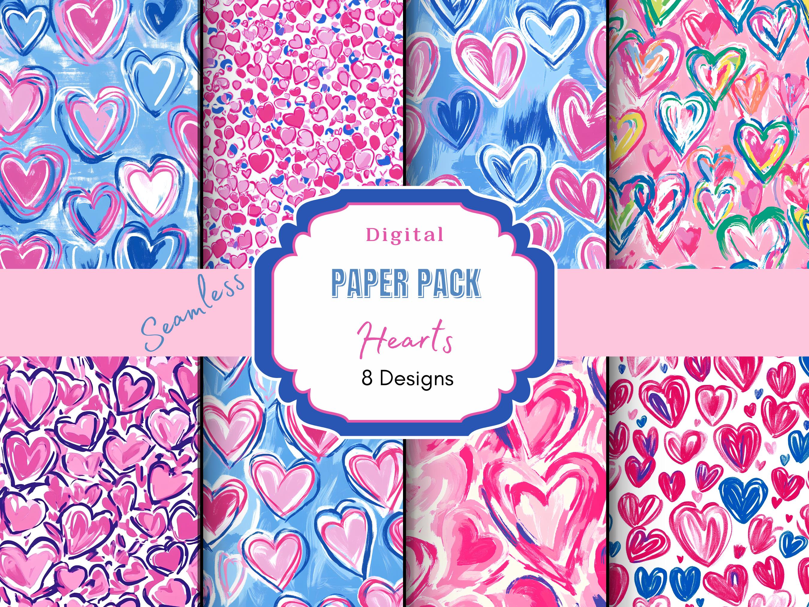 Hearts Digital Paper - Seamless Valentine Patterns - Scrapbooking Paper ...