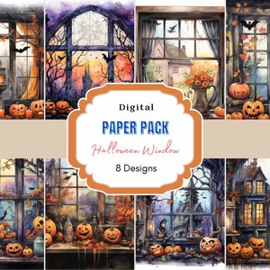 Halloween Digital Paper | Haunted House | Halloween Window Clipart | Scary Art Clipart | Digital Download | Boo Wallpaper | Goth Horror