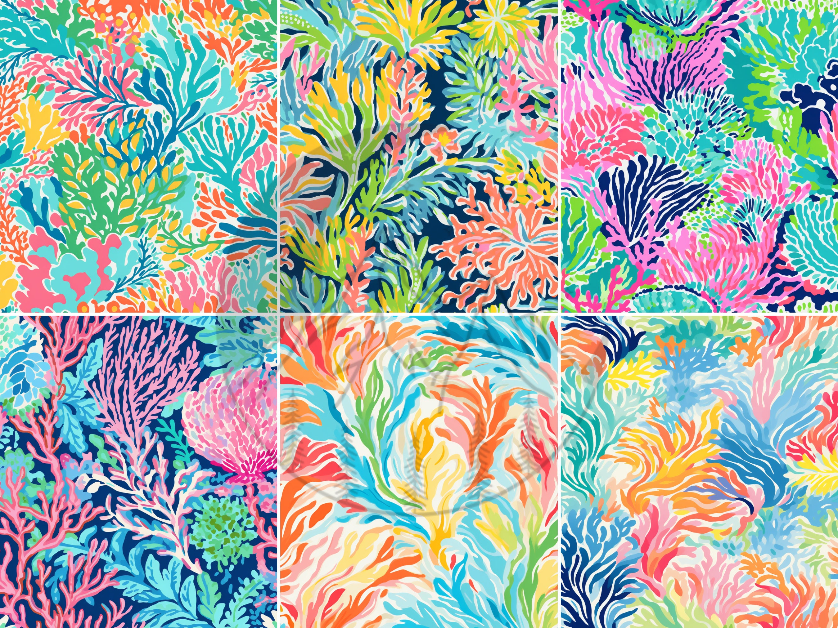 Preppy Coral Digital Paper Beach Pattern Vacation Pattern Watercolor ...