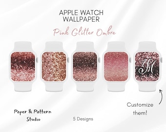 Pink Glitter Ombre Apple Watch Wallpaper, Glam Aesthetic (Digital Download)