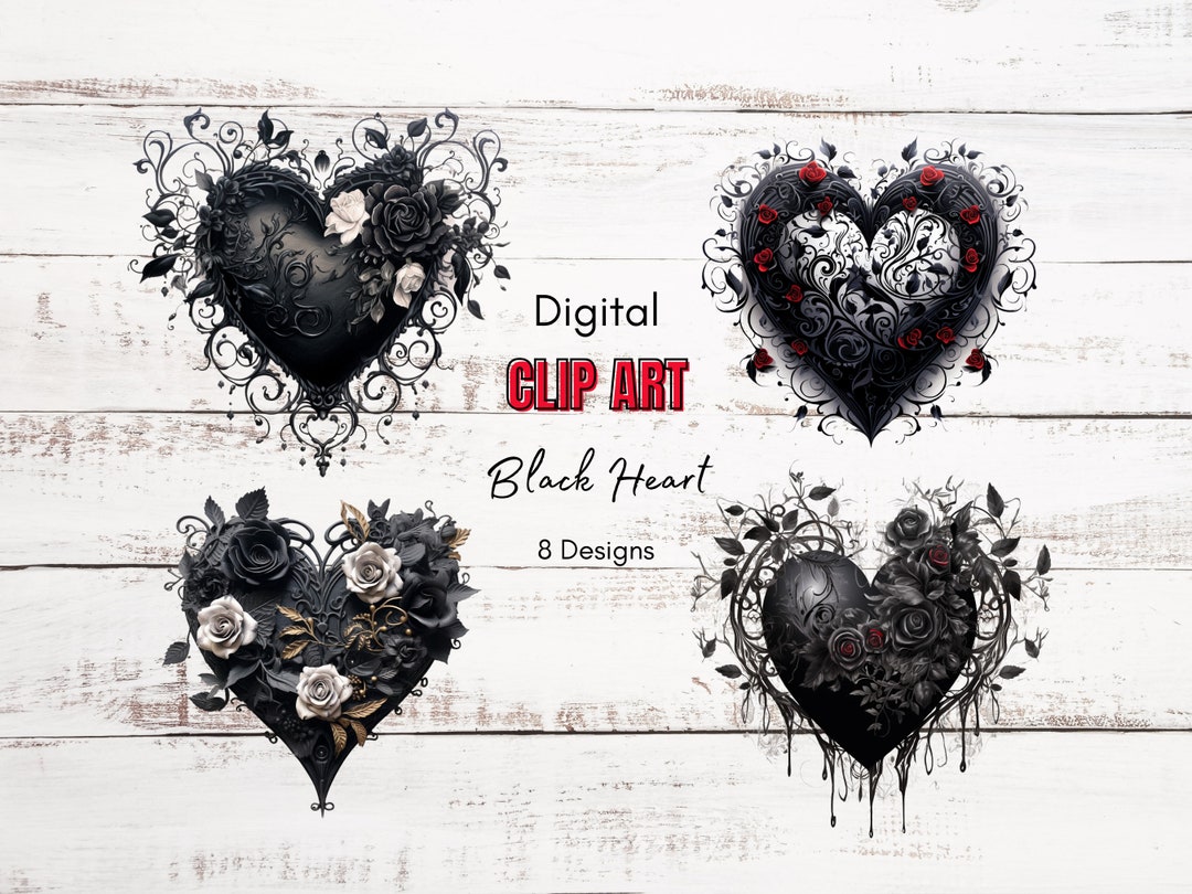 Black Hearts Clip Art |commercial Use | Valentines Day | Black Hearts ...