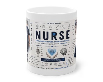 Nurse infographic mug | Nursing journey, medical icons, scrubs design