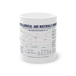 Taza para ingenieros metalúrgicos y de materiales, taza con diagrama de fases hierro-carbono, regalo de metalurgia, taza de café de ingeniería de materiales, regalo STEM