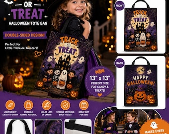 Happy Halloween Pumpkin Stack Tote Bag | Trick or Treat Haunted Night Tote