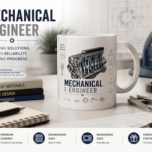 Maskingenjörsmugg - ingenjörspresent till maskiningenjörer, CAD-designerkaffekopp, STEM-examenspresent, ingenjörsmugg