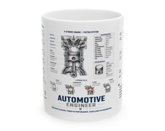 Automotive Engineer Mug, Piston Coffee Mug,AutomotiveEngineering Geer Gift,Car Engineer ,STEM Giftift,Engine Blueprint Mug,Powertrain Engin