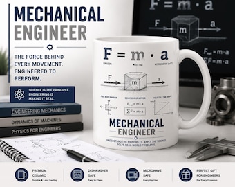Mechanical Engineer Mug, F=ma Physics Mug, Engineering Gift, Mechanical Engineering Gift, Newton Law Mug, Engineer Coffee Mug, STEM Gift
