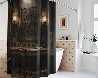 Halloween Shower Curtain, Horror Bathroom Decor, Bloody Hotel Bathroom Curtain, Haunted Hotel Decor, Scary Halloween Bathroom