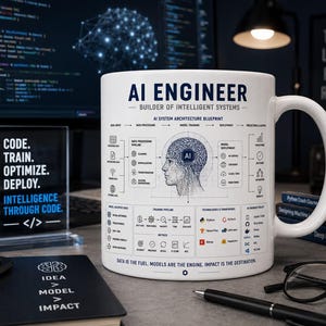 Tasse für KI-Ingenieure, Geschenkidee für Künstliche Intelligenz, Tasse für Machine-Learning-Ingenieure, Kaffeetasse für KI-Entwickler, Geschenkidee für Deep Learning, Technik-Tasse, STEM-Geschenk