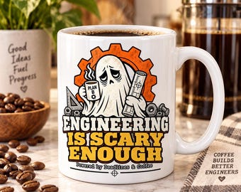 Engineering Is Scary Enough Mug, Funny Mechanical Engineer Halloween Mug, Engineer Gift, Spooky Engineering Coffee Cup, Engineering Humor