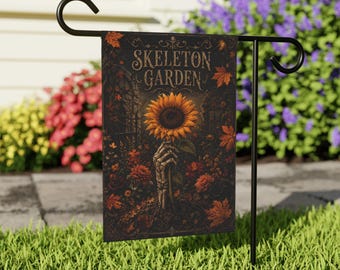 Skeleton Garden Flag, Gothic Halloween Decor, Skeleton Hand Sunflower Flag, Outdoor Halloween Decorations, Fast U.S. Shipping